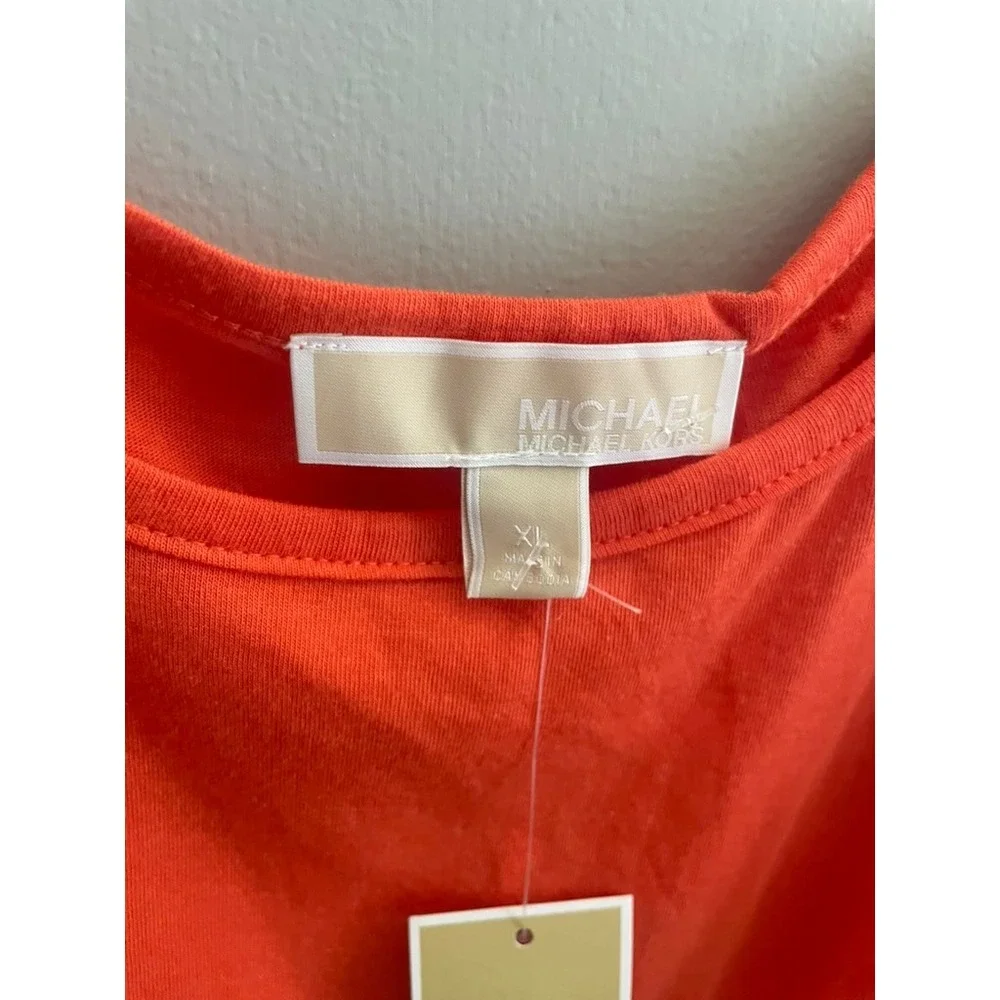 Michael Kors Womens Zinnia Cold Shoulder Chain Strap Top QS250TQ6TF Orange XL